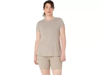 DAMSKI TOP Z OKRĄGŁYM KOŁNIERZEM W KOLORZE MELANŻOWYM